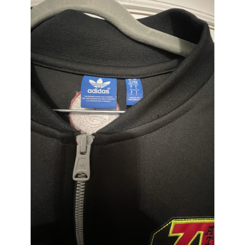 Adidas Atlanta Hawks Jacket Mens Large Lettermen Members Black Zip up NBA - Picture 2 of 5
